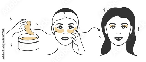 Patches for the face options and the order of use. A set of vector illustrations.