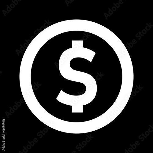 Dollar Currency Money Sign in a Circle Icon. Vector Image.