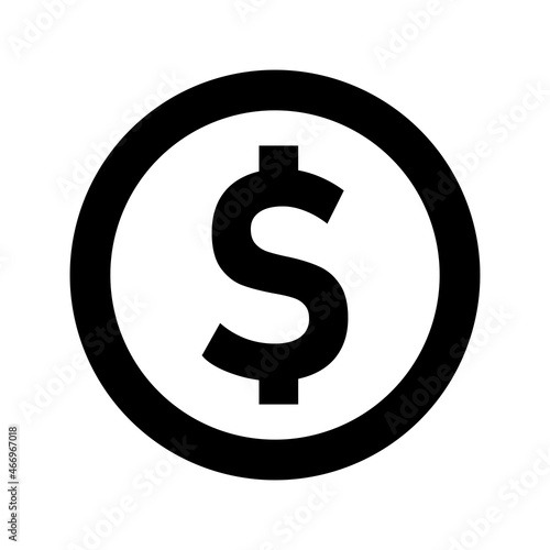Dollar Currency Money Sign in a Circle Icon. Vector Image.