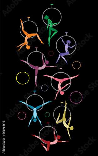 Set of Aerial Hoop Silhouettes