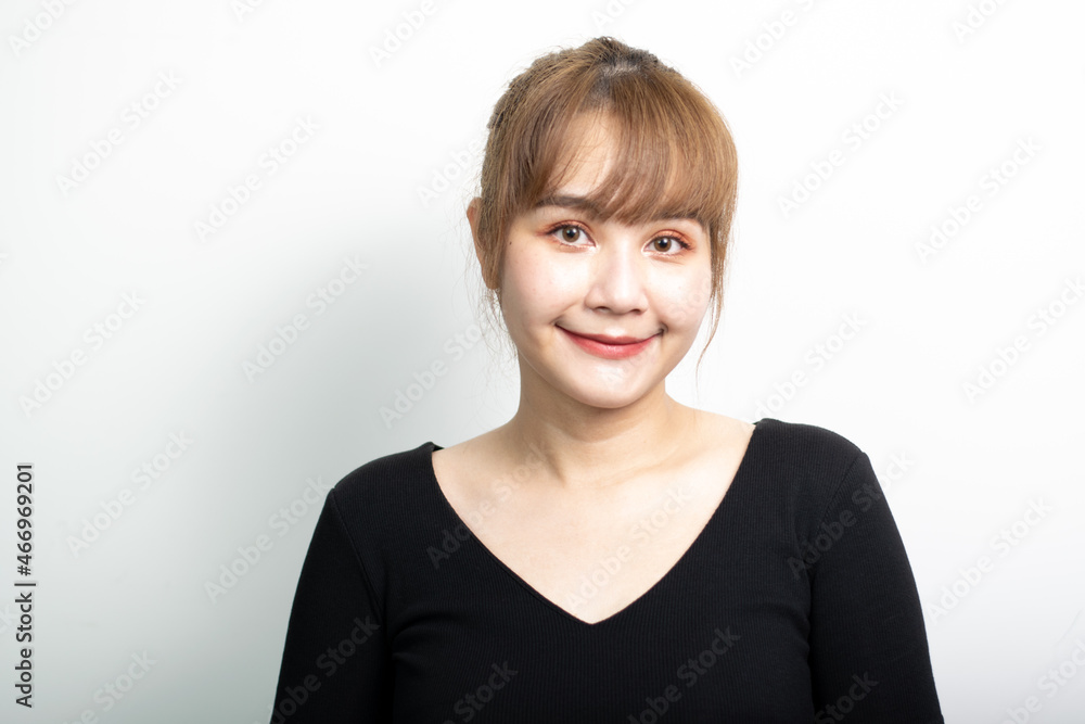 Portrait of asian lovely woman kind smile, isolated over white background Portrait of asian lovely woman kind smile, isolated over white background