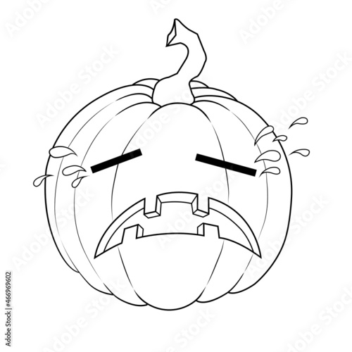 calabaza llorando halloween dibujo con líneas