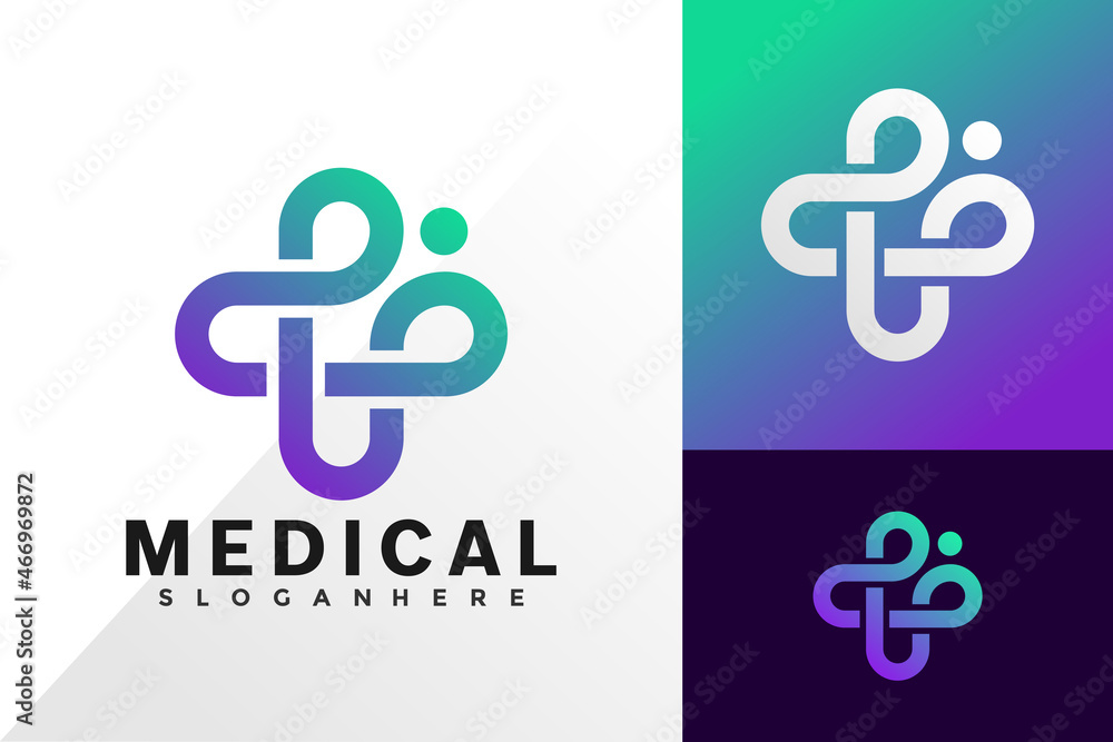 Obraz premium Medical health care logo vector design. Abstract emblem, designs concept, logos, logotype element for template