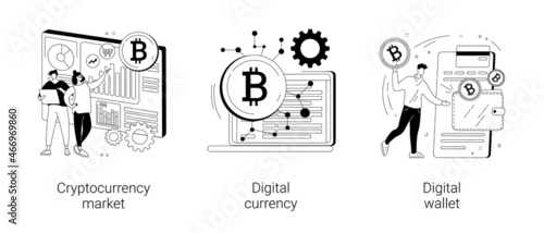 Digital money abstract concept vector illustrations.