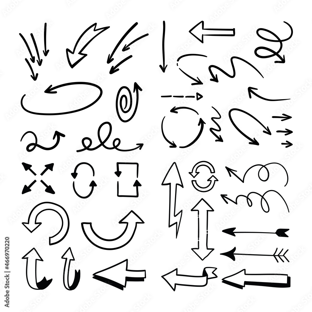 Arrow doodle collection. Hand drawn set of arrows. Arrow doodle collection. Hand drawn set of arrows.