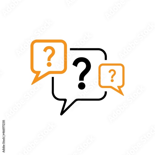 Question bubbles line icon. Faq questionnaire symbol. Vector Illustration