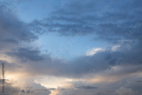 Beautiful clouds in the sky at sunset in summer