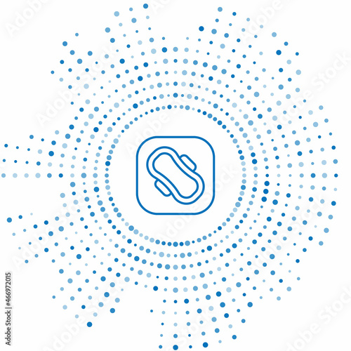 Blue line Menstruation and sanitary napkin icon isolated on white background. Feminine hygiene product. Abstract circle random dots. Vector