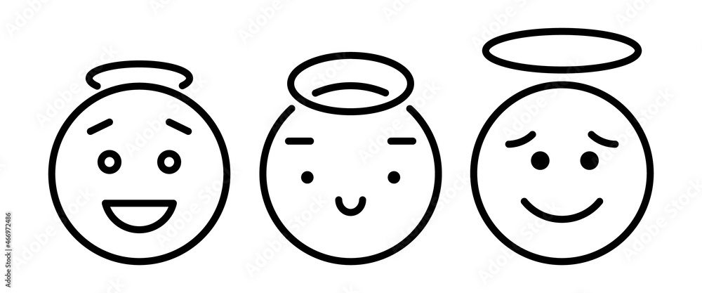 Angel face line icon, devil emoticon icon button, vector, sign, symbol, logo, illustration, editable stroke, flat design style isolated on white Angel face line icon, devil emoticon icon button, vector, sign, symbol, logo, illustration, editable stroke, flat design style isolated on white
