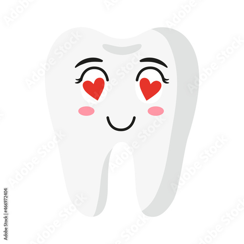 Vector cartoon cute happy characters of tooth.