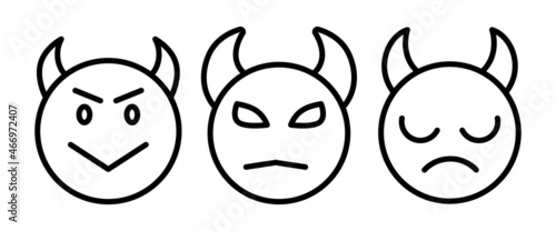 Devil face line icon, devil emoticon icon button, vector, sign, symbol, logo, illustration, editable stroke, flat design style isolated on white