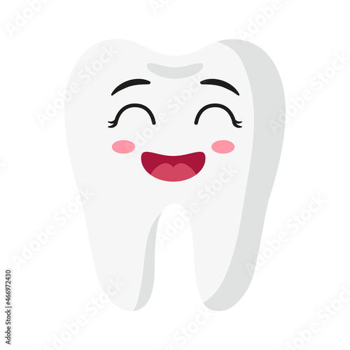 Vector cartoon cute laugh characters of tooth.