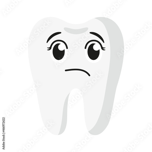 Vector cartoon cute disappointed characters of tooth.