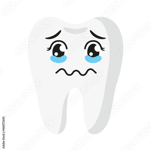 Vector cartoon cute full of tears characters of tooth.