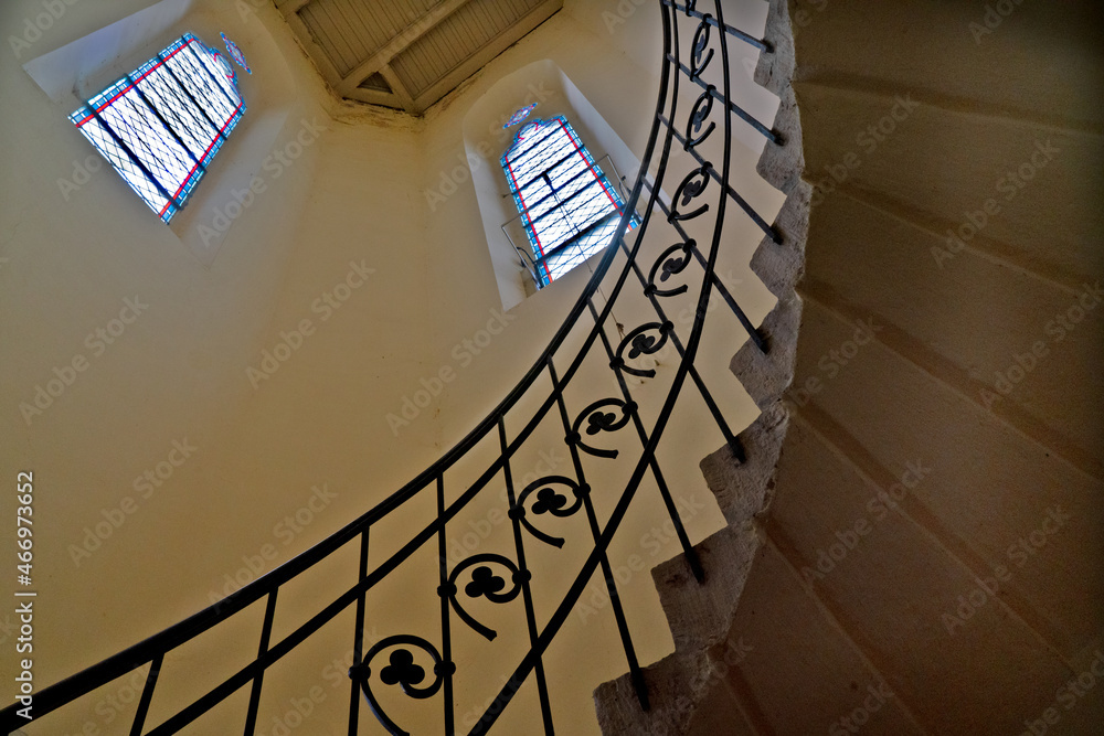 Fototapeta premium Treppe zum Turm der Stadtkirche in Tann in der Rhön