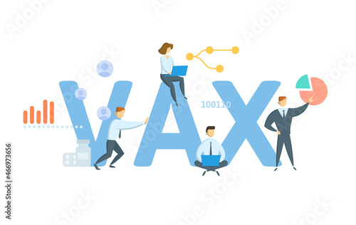 Vax, concept with keyword, people and icons. Flat vector illustration. Isolated on white.