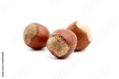 Whole hazelnuts isolated on white
