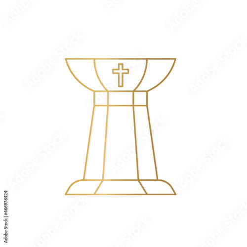 golden baptismal font icon- vector illustration