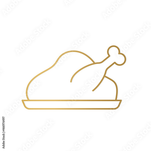 golden Thanksgiving roast turkey icon- vector illustration