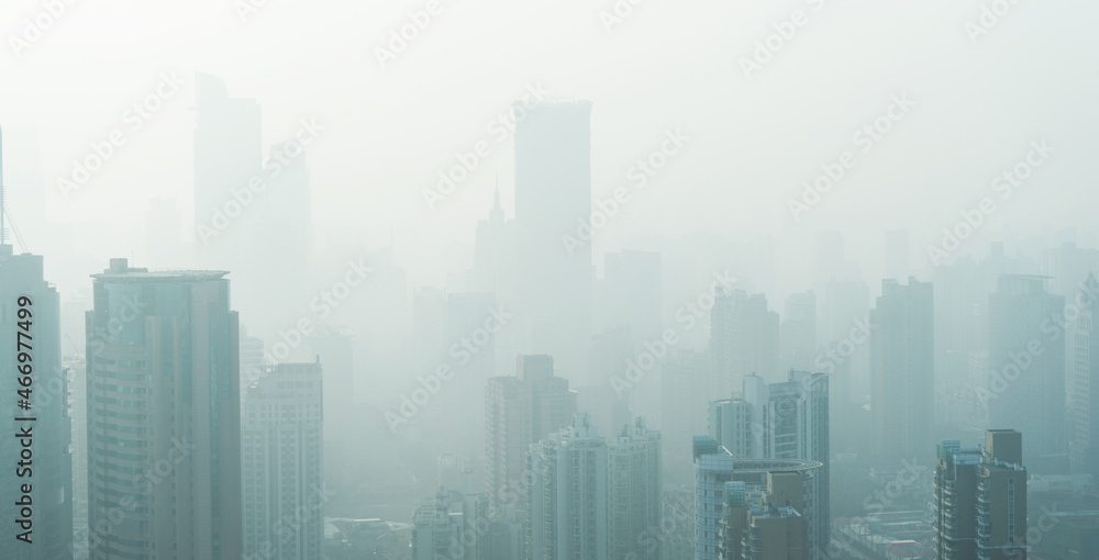 Big city at misty, shanghai