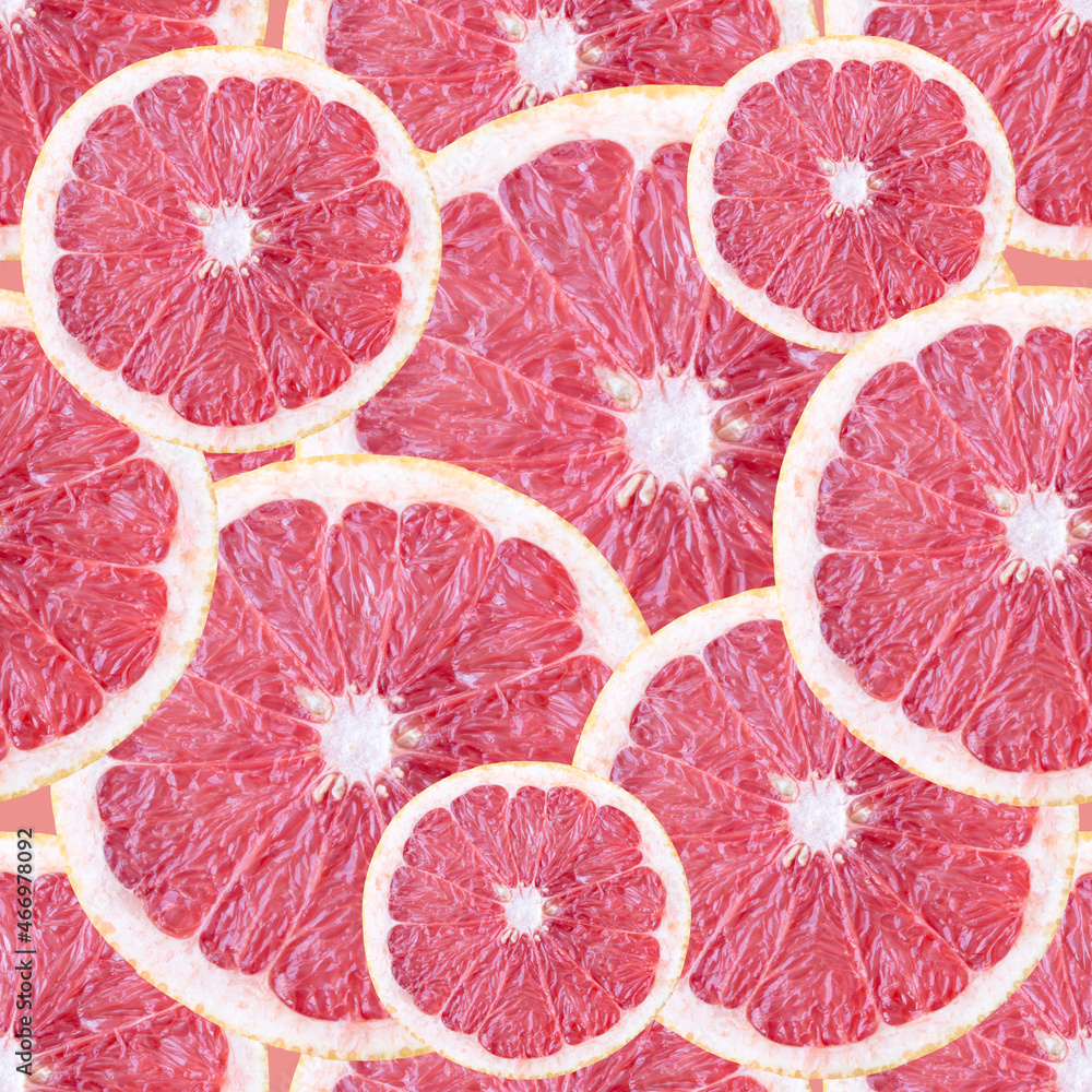 pink grapefruit slice seamless pattern. food background pink grapefruit slice seamless pattern. food background