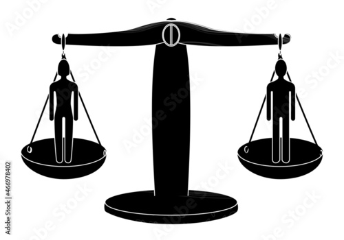 Balanza hombre y mujer. Equilibrio entre hombres y mujeres. Igualdad entre hombres y mujeres