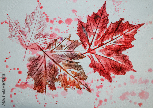 artistic image - imprints of leaves - Graphics - monoprint photo