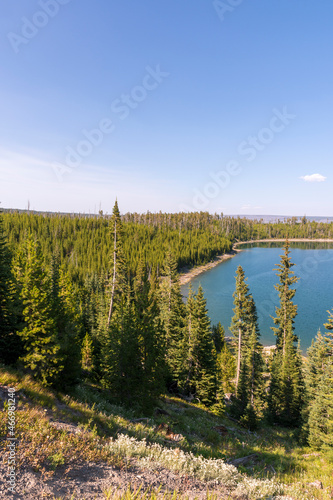 Yellowstone lake and Yellowstone river in Yellowstone National Park in Wyoming