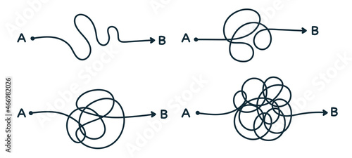 The path from point A to point B, problem solving. business concept. Vector illustration