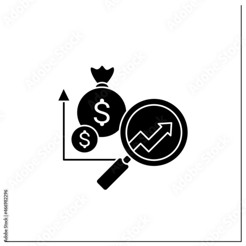 Marketing predictive analytics glyph icon. Grow profitable customers. Detailed research. Promote cross-sell opportunities.Filled flat sign. Isolated silhouette vector illustration