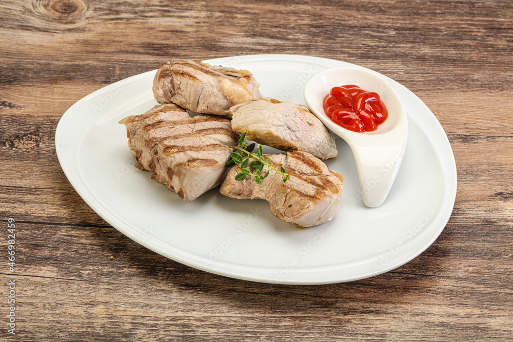 Grilled pork tenderlion with tomato sauce Grilled pork tenderlion with tomato sauce
