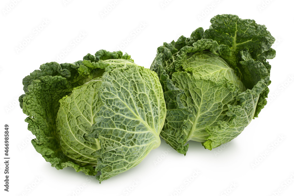 Savoy cabbage isolated on white background with clipping path and full depth of field Savoy cabbage isolated on white background with clipping path and full depth of field