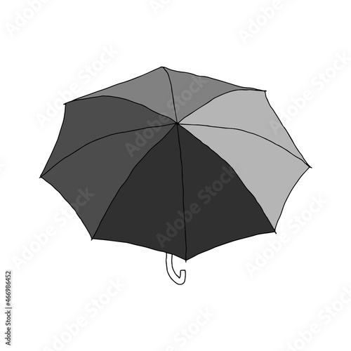 Beautiful hand-drawn fashion vector illustration of an gray umbrella isolated on a white background for coloring book