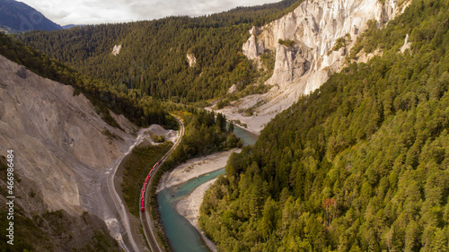 loop of the Rhine river seen from above on an autumn day