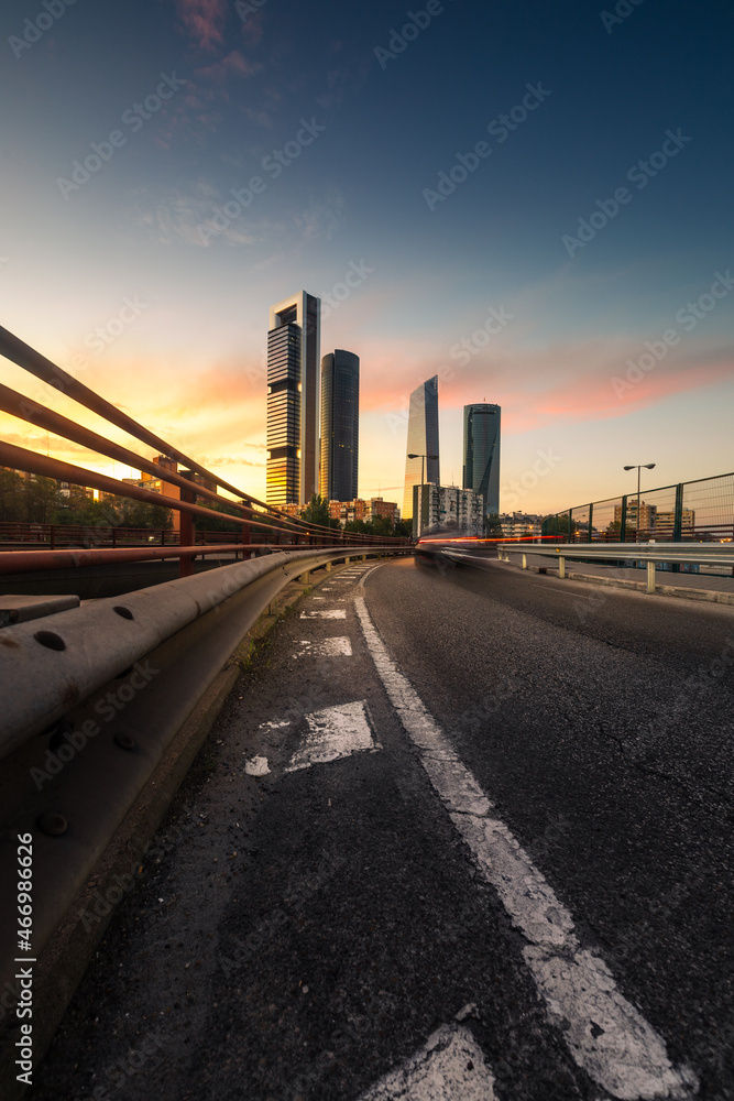 Madrid four iconic towers. Madrid, Spain.