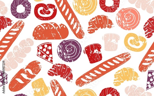 Seamless Pattern with Bakery Products. Vector illustration.