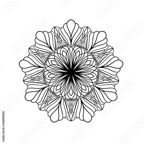 Mandala lacy pattern. Round ornament pattern. Graphic design element. Coloring book page.