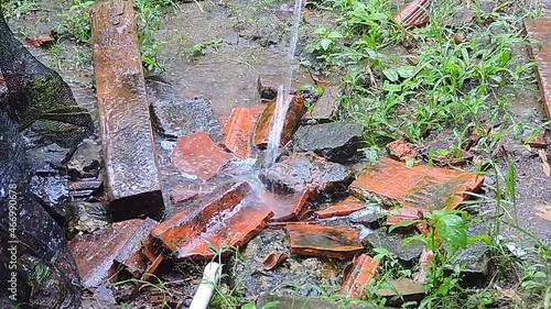 water dripping on the rock