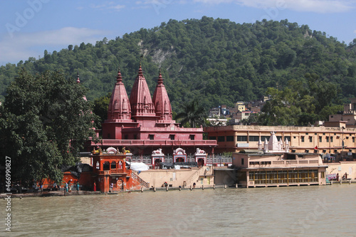 Bholanath Sevashram temple, embankment of the Ganiga River, the city of Haridwar. India  photo