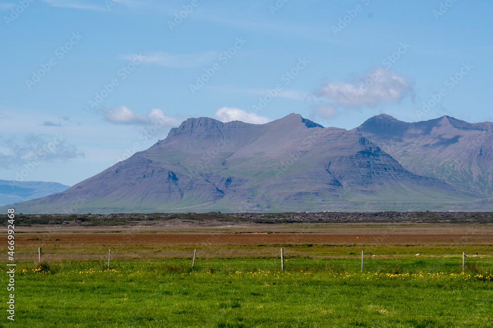 Landscape of mountains in Snaefellsnes peninsula South Iceland