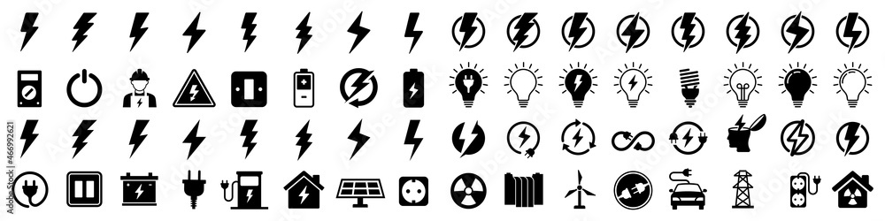 Electricity icons set. Power related icon. green energy icon. vector illustration Electricity icons set. Power related icon. green energy icon. vector illustration