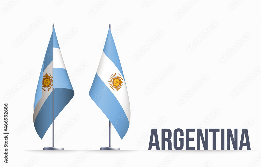 Argentina flag state symbol isolated on background national banner. Greeting card National Independence Day of the Argentine Republic. Illustration banner with realistic state flag. Argentina flag state symbol isolated on background national banner. Greeting card National Independence Day of the Argentine Republic. Illustration banner with realistic state flag.