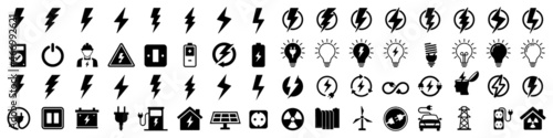 Fényképezés Electricity icons set