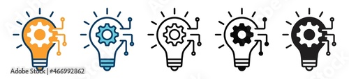 innovation icon set. Light bulb and cog inside. inspiration icon in different style. innovation symbol. vector illustration