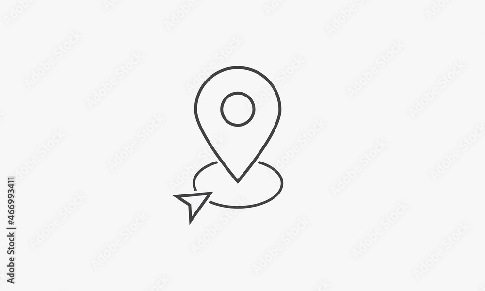 line icon map point isolated on white background. line icon map point isolated on white background.