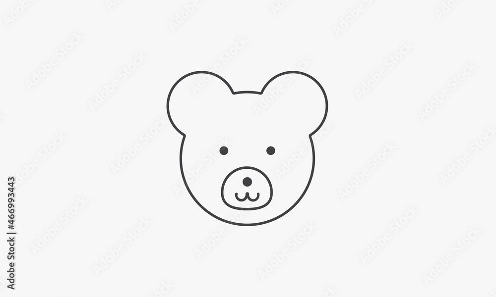 line icon head bear isolated on white background. line icon head bear isolated on white background.