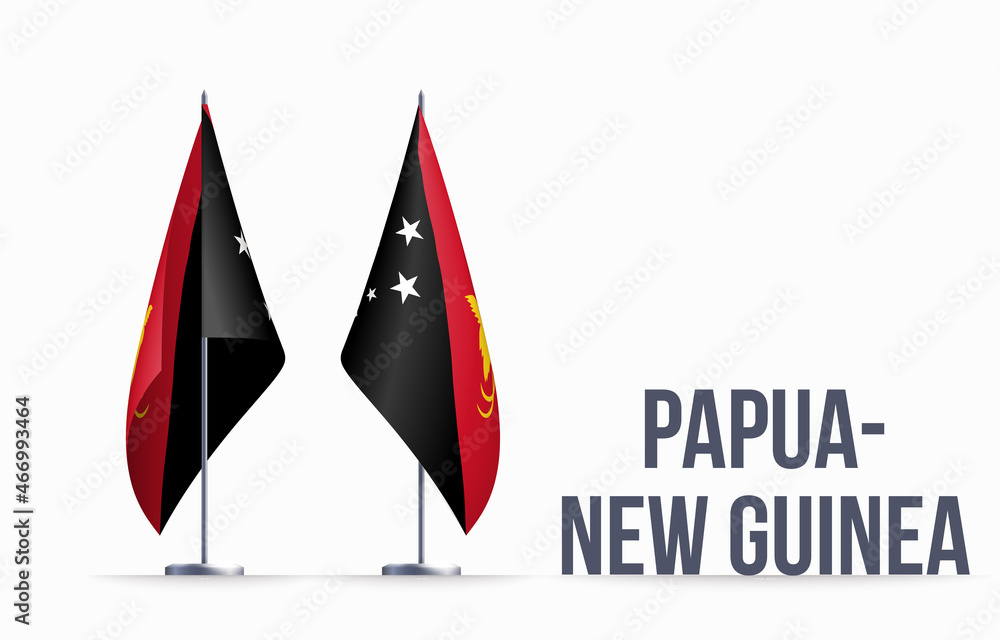 Papua New Guinea flag state symbol isolated on background national banner. Greeting card National Independence Day Independent State of Papua New Guinea.Illustration banner realistic state flag of PNG Papua New Guinea flag state symbol isolated on background national banner. Greeting card National Independence Day Independent State of Papua New Guinea.Illustration banner realistic state flag of PNG