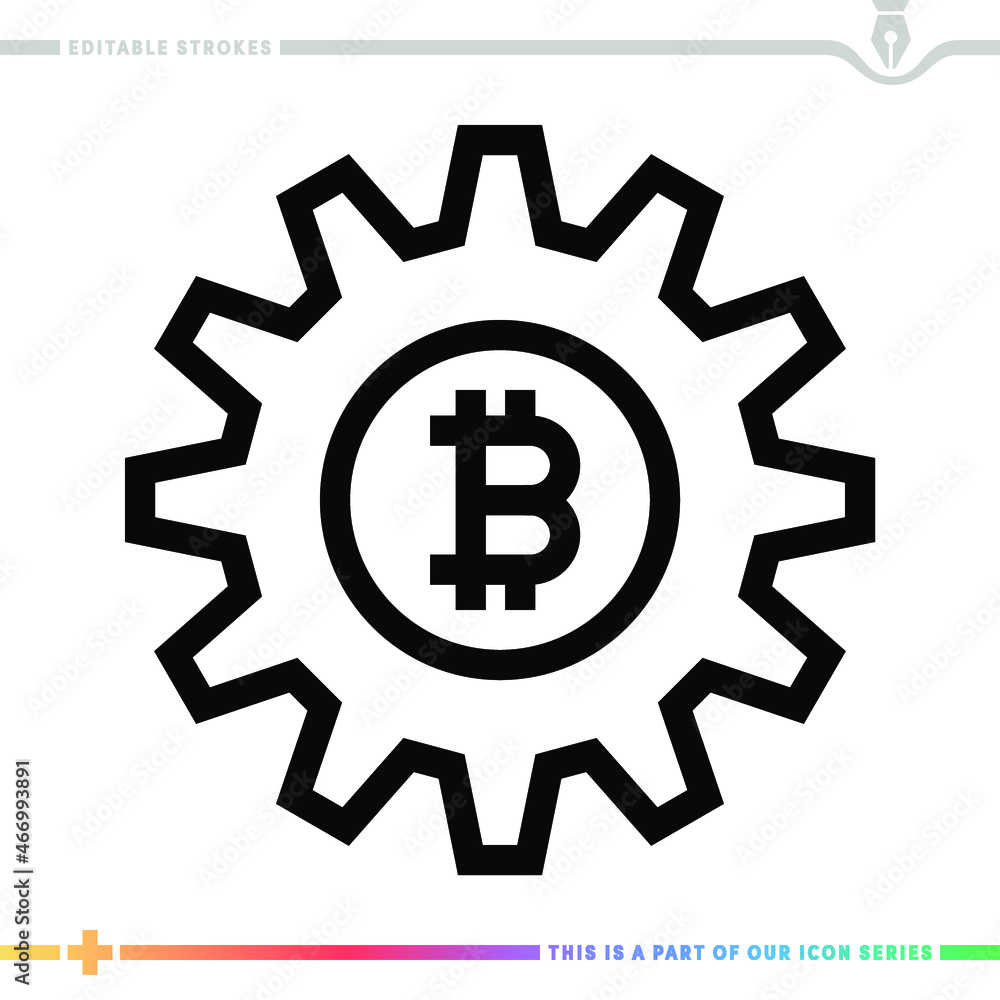 Editable line icon of cryptocurrency workshop as a customizable black stroke vector graphic. Editable line icon of cryptocurrency workshop as a customizable black stroke vector graphic.