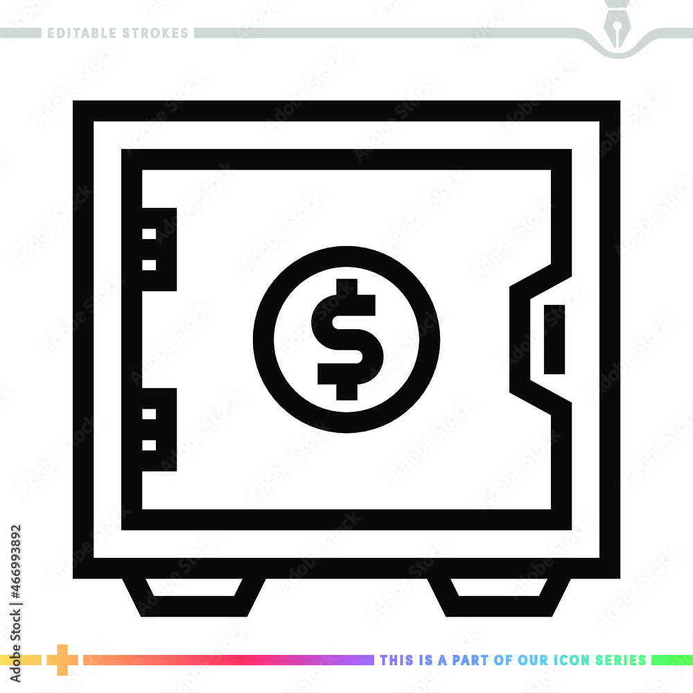 Editable line icon of digital keypad safes as a customizable black stroke vector graphic. Editable line icon of digital keypad safes as a customizable black stroke vector graphic.