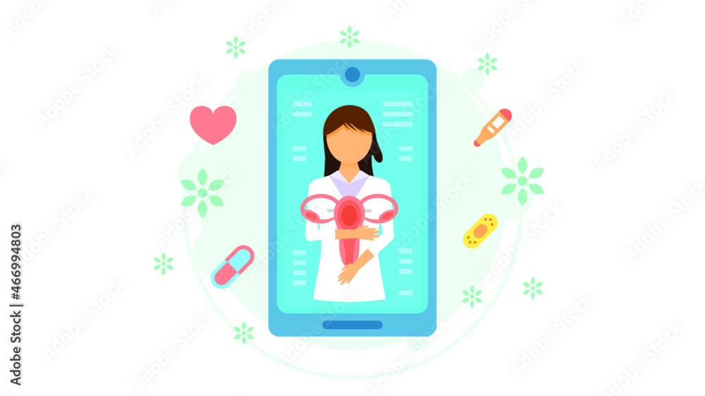 Abstract Flat Woman In Smartphone Gynecologist's Appointment Medic Cartoon People Character Man Concept Illustration Vector Design Style Healthcare Diagnosis Clinic Abstract Flat Woman In Smartphone Gynecologist's Appointment Medic Cartoon People Character Man Concept Illustration Vector Design Style Healthcare Diagnosis Clinic